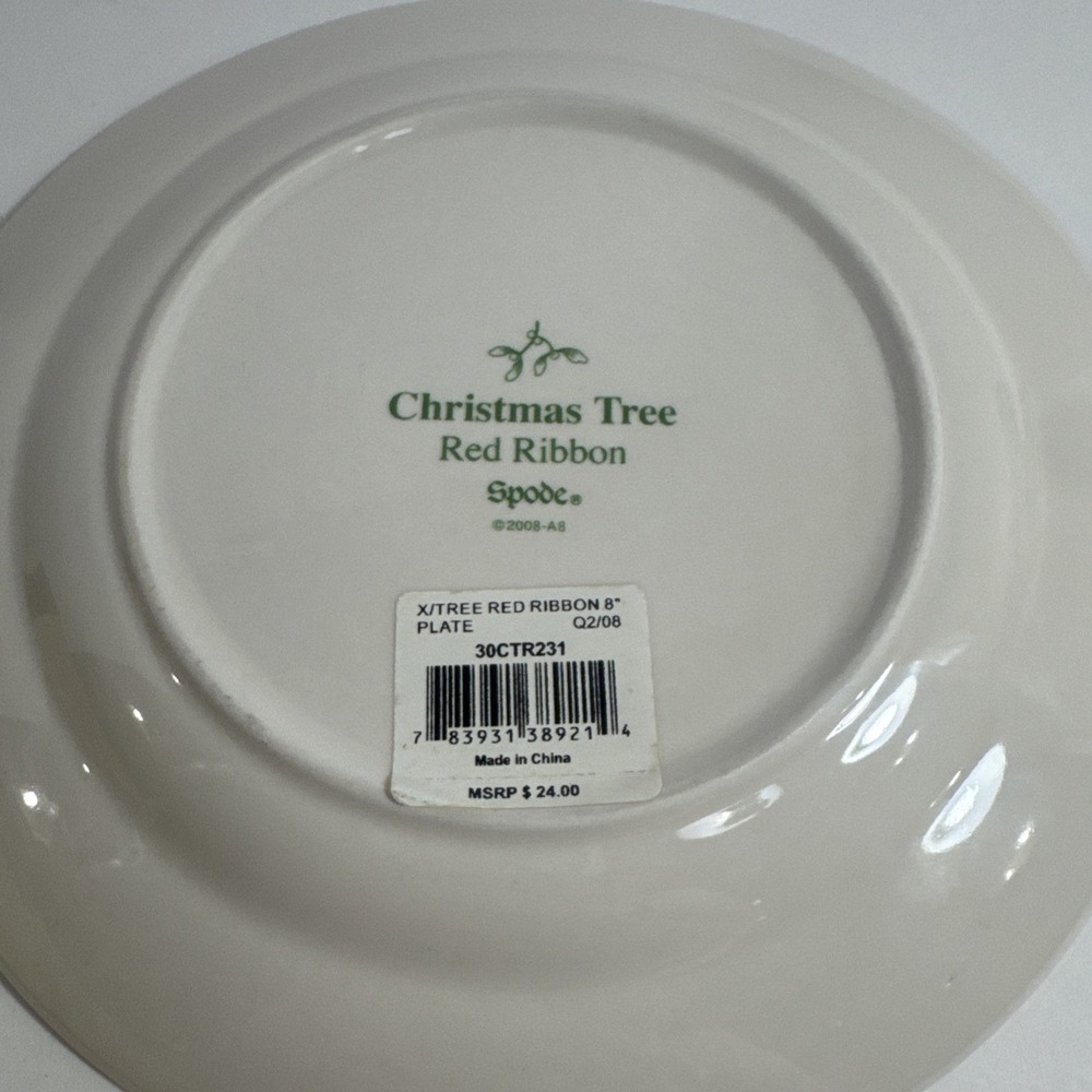 SPODE CHRISTMAS TREE RED RIBBON ROUND 12 1/2" PLATTER - Picture 12 of 14